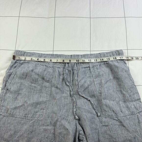 J. Jill Pants Womens Large Blue White Love Linen Micro Stripe Relaxed Coastal - Picture 7 of 12